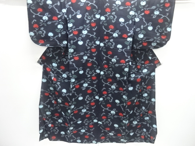 JAPANESE KIMONO / ANTIQUE COTTON GENUINE KURUME-GASURI HITOE KIMONO / 